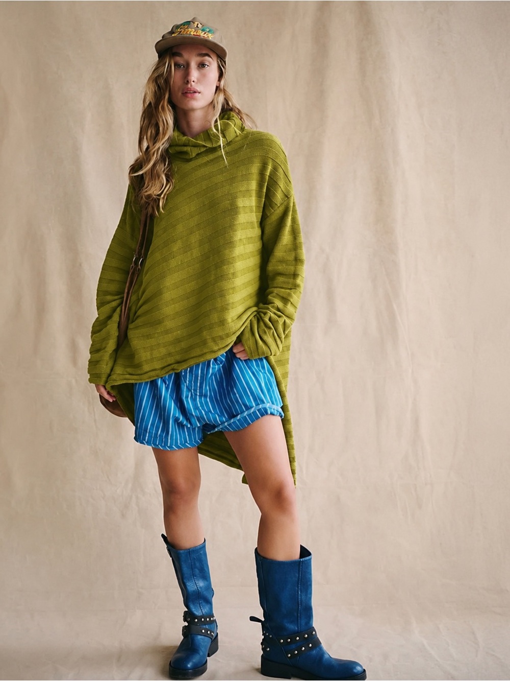 NWT Free People Free-est Versa Sweater Tunic in Moss Green Size L